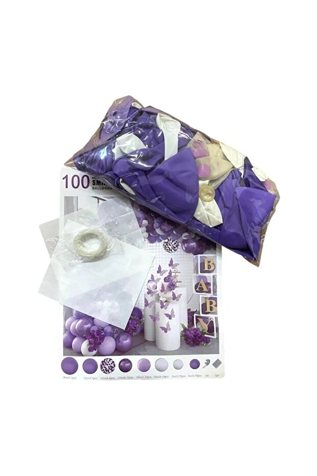 Set 100 baloane stil arc – model violet - 3