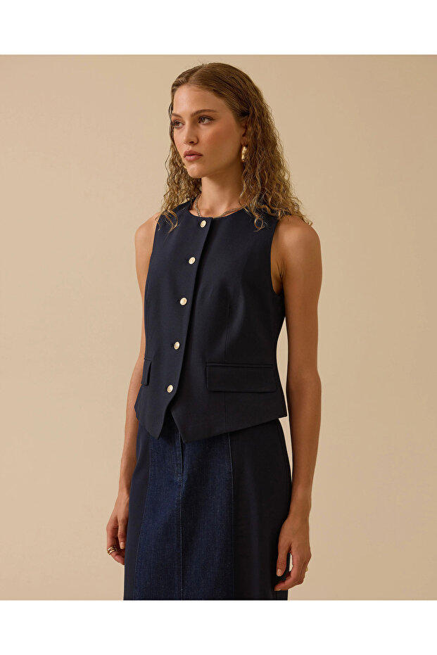 Button Detailed Classic Vest - 2