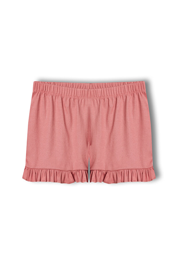 Pamuklu Fitilli Crop Atlet ve Fırfırlı Şort Kadın Pijama Takımı - 6