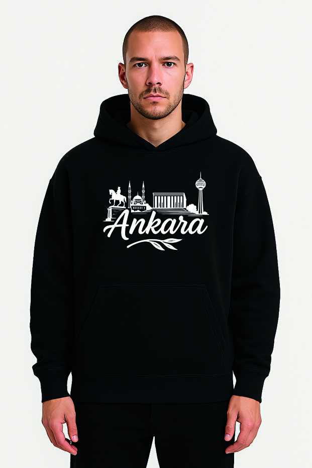 Ankara Printed Black Oversize Hooded Sweatshirt Hoodie