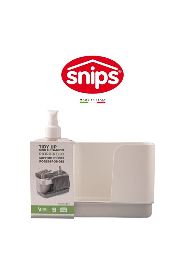 Tidy Up White Sink Organizer with Soap Dispenser & Sponge Holder – Made in Italy