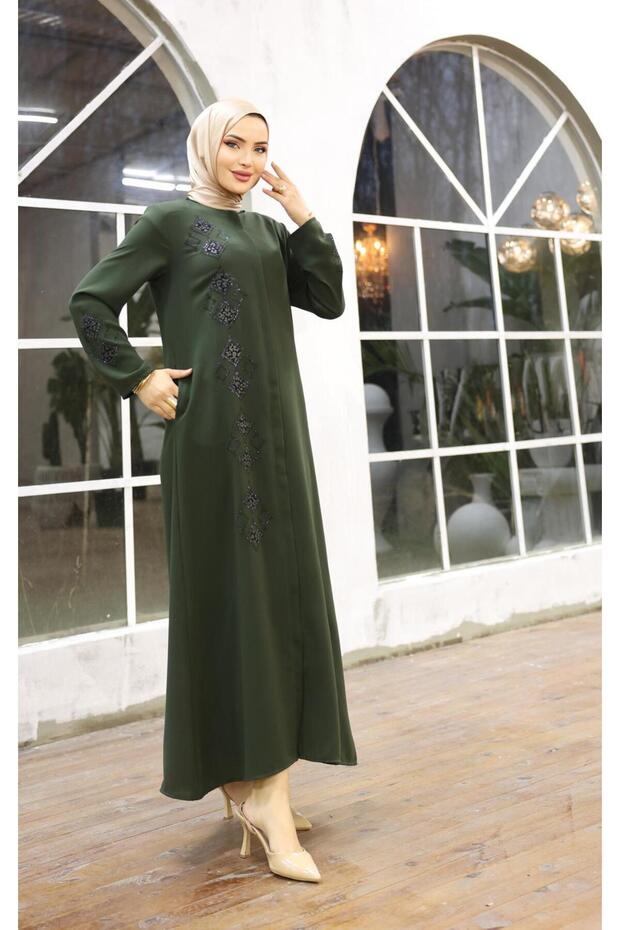Women's Embroidered Patterned Pocket Detail Zippered Seasonal Tightening Pardez 2512