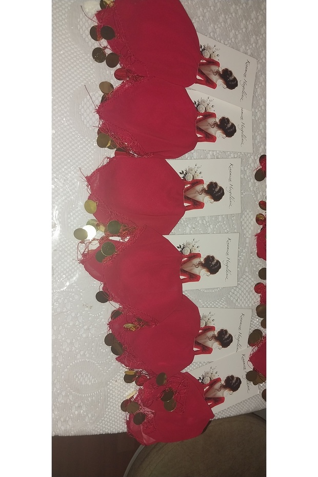 Kına hediyelik pullu kartlı mendil - 1