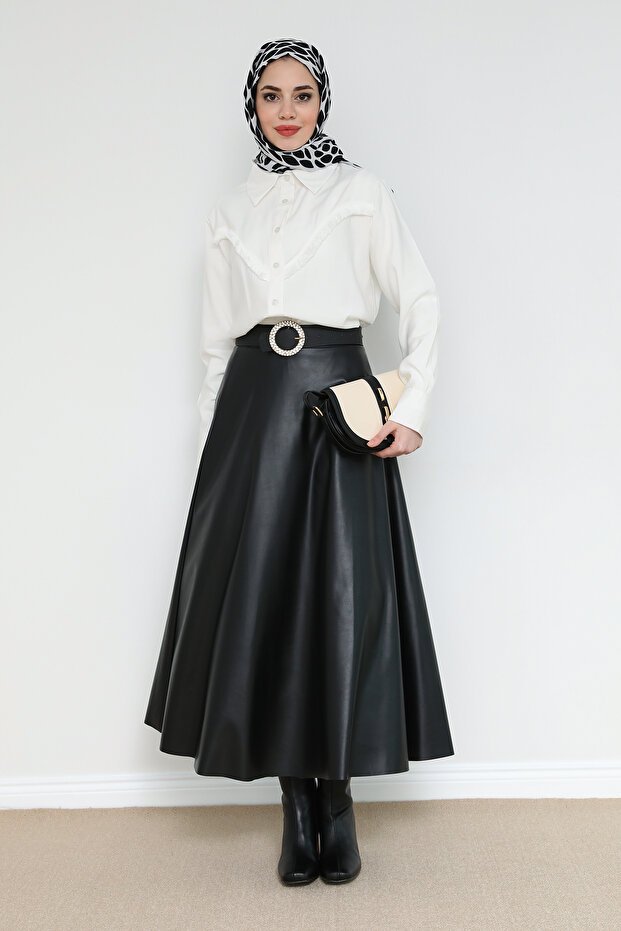 Deri Kloş Etek - 1