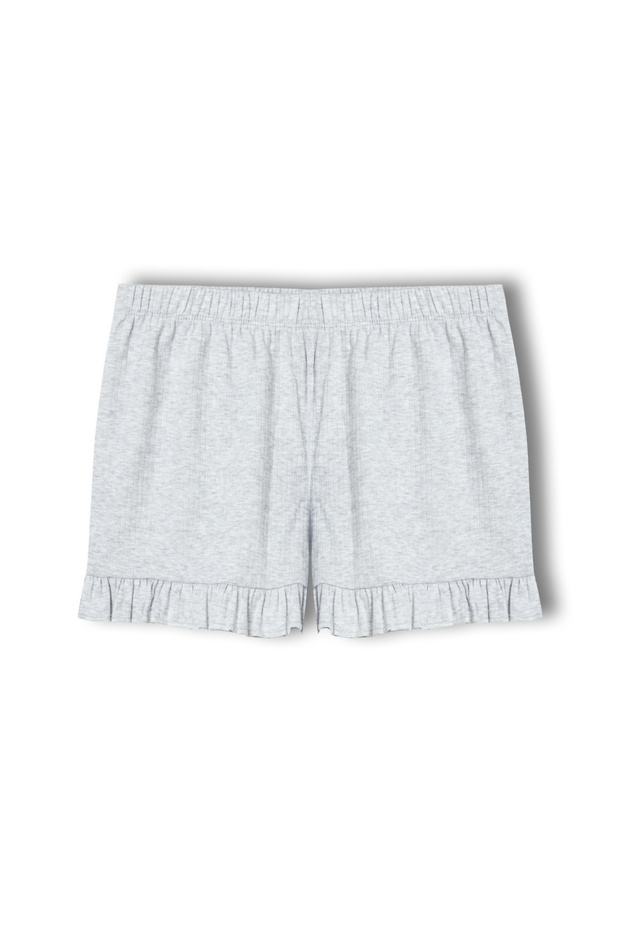 Pamuklu Fitilli Crop Atlet ve Fırfırlı Şort Kadın Pijama Takımı - 6