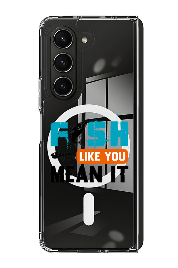 Case for Samsung Galaxy Z Fold 5 Compatible with MagSafe, Bumper Cover Fish like u mean it Black