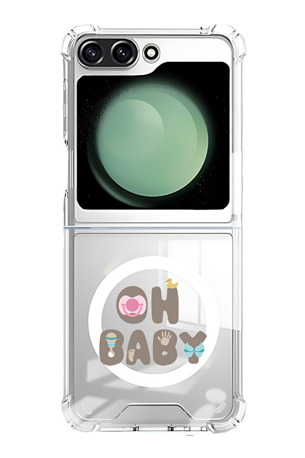 Case for Samsung Galaxy Z Flip 5 Compatible with MagSafe, Shockproof Phone Bumper Cover Oh baby