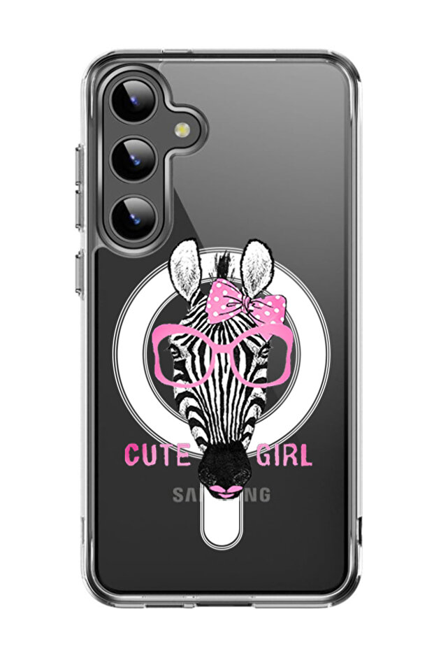 Case for Samsung Galaxy S24 Plus Compatible with MagSafe, Shockproof Cover Cute girl zebra