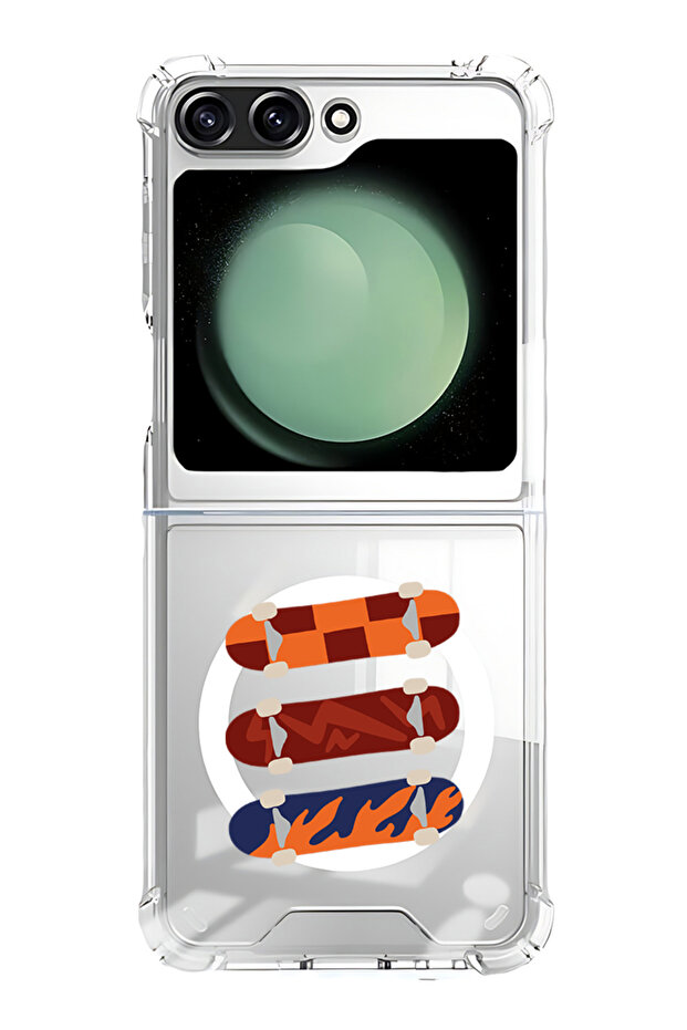 Case for Samsung Galaxy Z Flip 5 Compatible with MagSafe, Shockproof Phone Bumper Cover Skates
