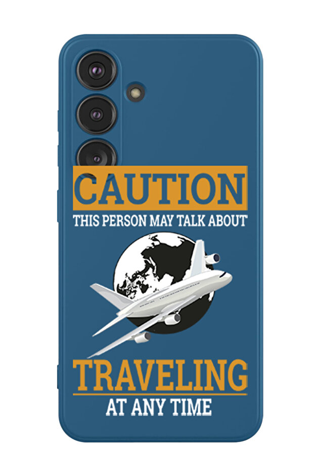 Protective Liquid Silicone Case For Samsung Galaxy S24 Plus (Blue) - Caution Travelling at anytime