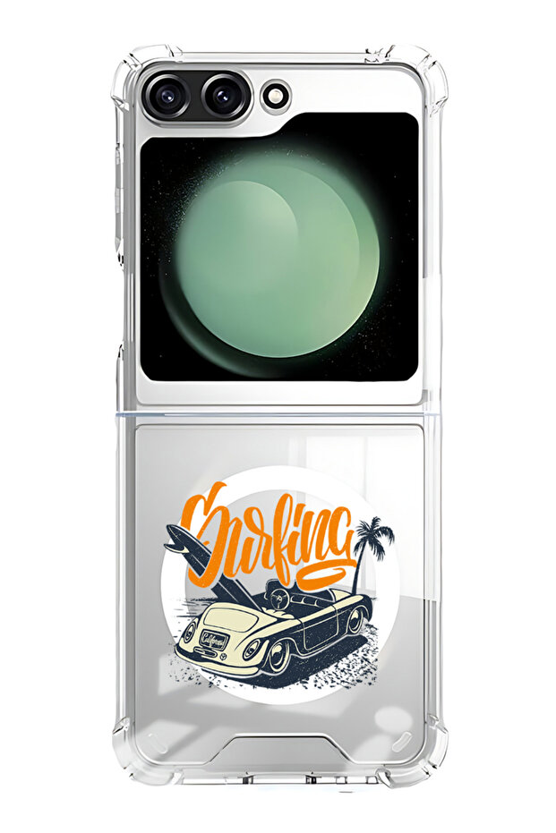 Case for Samsung Galaxy Z Flip 5 Compatible with MagSafe, Shockproof Phone Bumper Cover Surfing