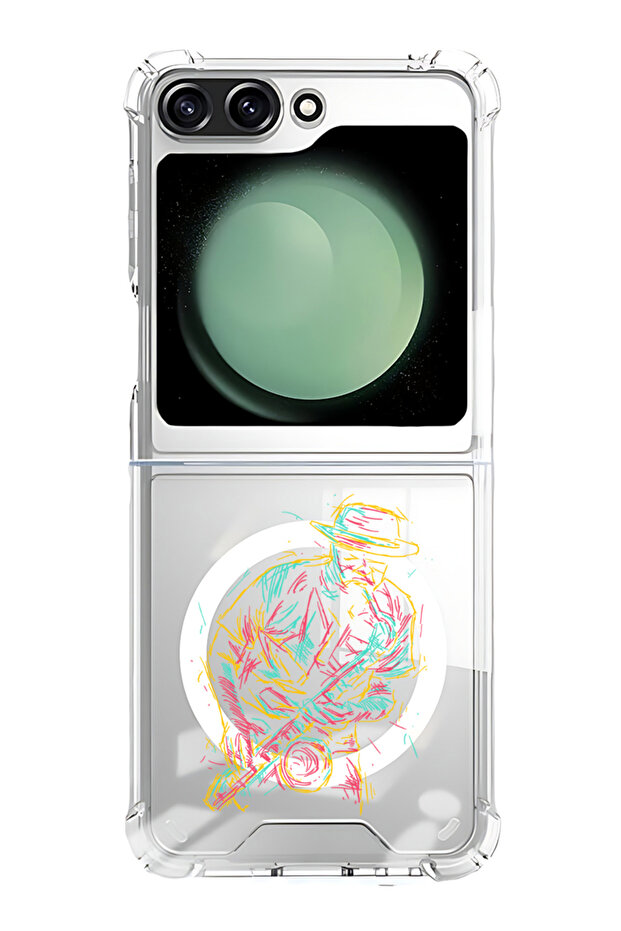 Case for Samsung Galaxy Z Flip 5 Compatible with MagSafe, Shockproof Bumper Case Abstract saxophone