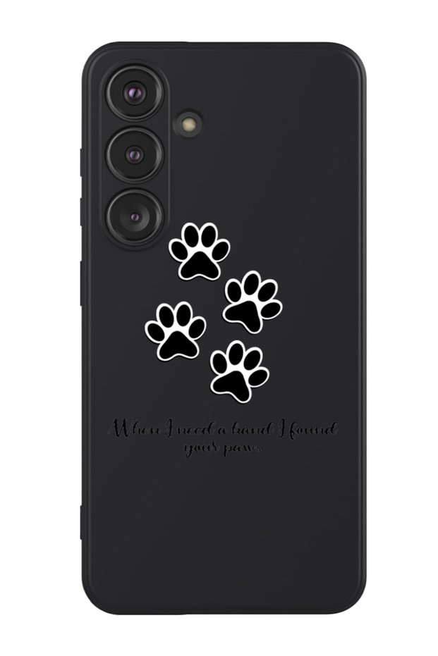 Protective Liquid Silicone Shockproof Case For Samsung Galaxy S24 Plus (Black) - paw print