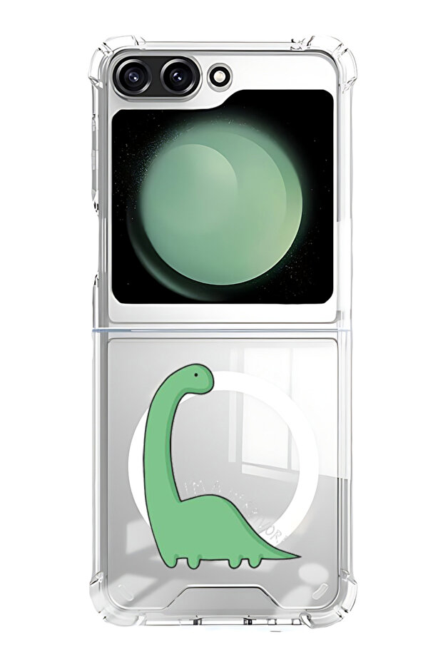 Case for Samsung Galaxy Z Flip 5 Compatible with MagSafe, Shockproof Phone Bumper Cover Dino