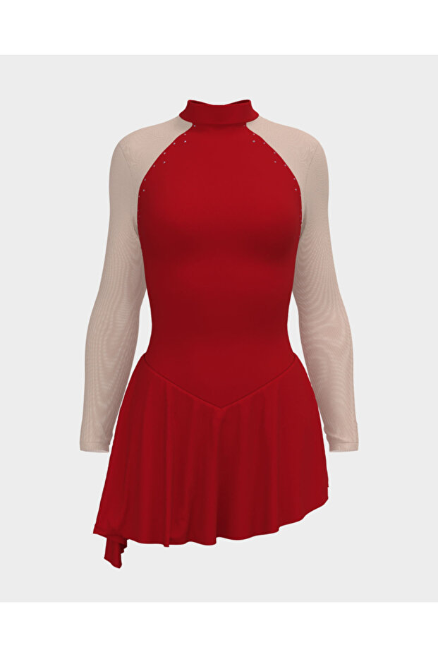 165/Sw Red Lycra & Mesh Detailed Dress