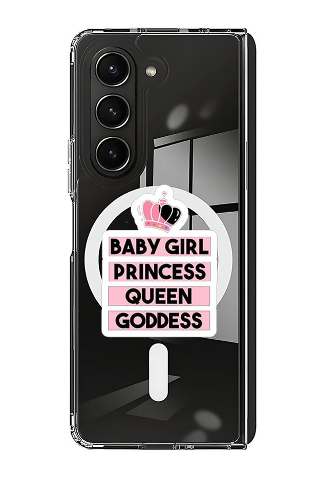 Case for Samsung Galaxy Z Fold 5 Compatible with MagSafe, Bumper Cover Baby Girl Princess white