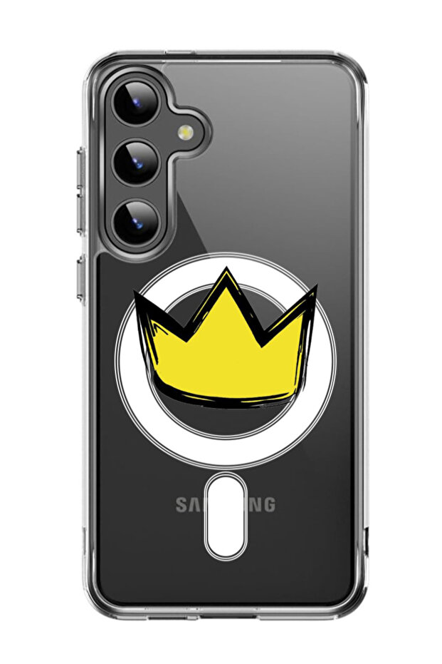 Case for Samsung Galaxy S24 Plus Compatible with MagSafe, Shockproof Bumper Cover Yellow Crown