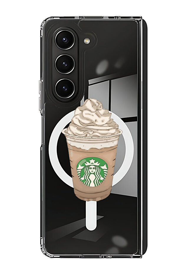 Case for Samsung Galaxy Z Fold 5 Compatible with MagSafe, Shockproof Phone Bumper Cover coffee-smile