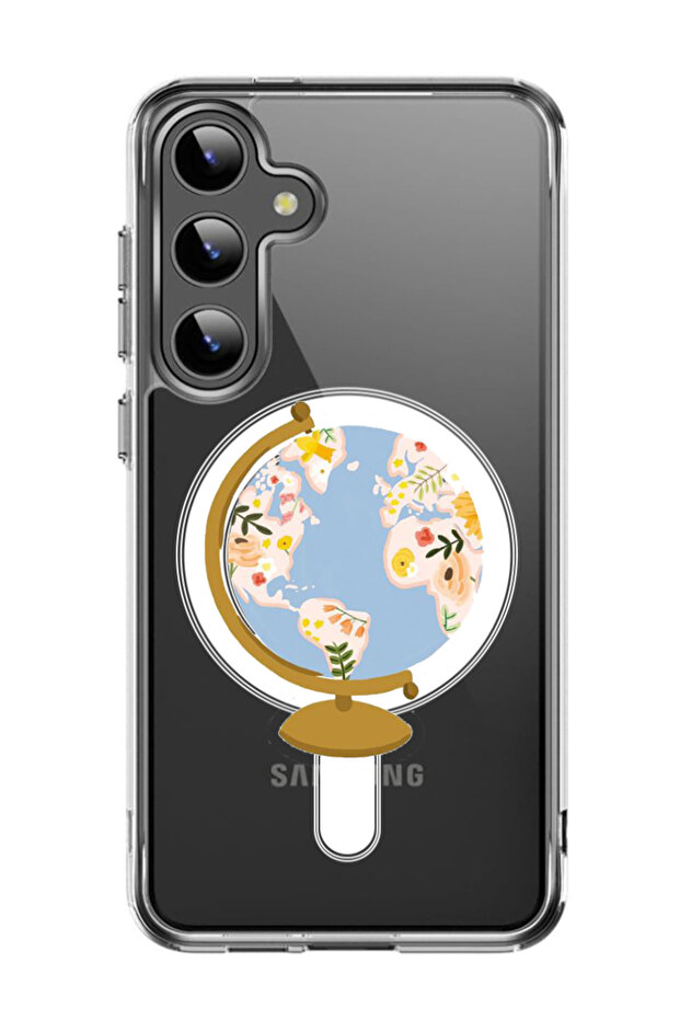 Case for Samsung Galaxy S24 6.2-inch Compatible with MagSafe, Shockproof Phone Bumper Cover Globe