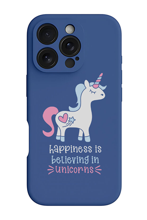 iPhone 16 Pro Blue Protective Liquid Silicone Shockproof Case - Happiness is believing