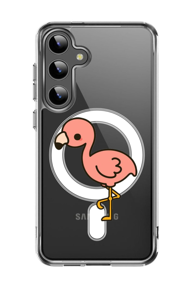 Case for Samsung Galaxy S24 Plus Compatible with MagSafe, Shockproof Bumper Cover Flamingo