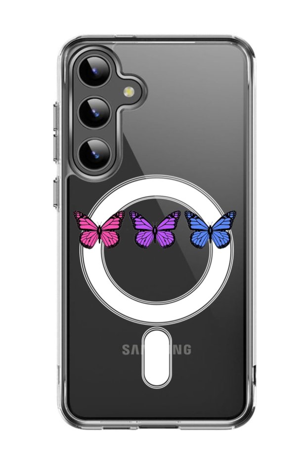 Case for Samsung Galaxy S24 Plus Compatible with MagSafe, Shockproof Bumper Cover Butterflies