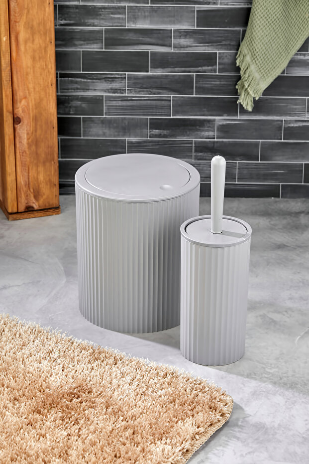 ESTE 2 Parça Yuvarlak Banyo Seti - Çöp Kovası WC Fırçası Set - 1