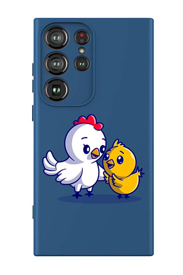 Protective Liquid Silicone Shockproof Case For Samsung Galaxy S24 Ultra (Blue) - Chicken & Hen