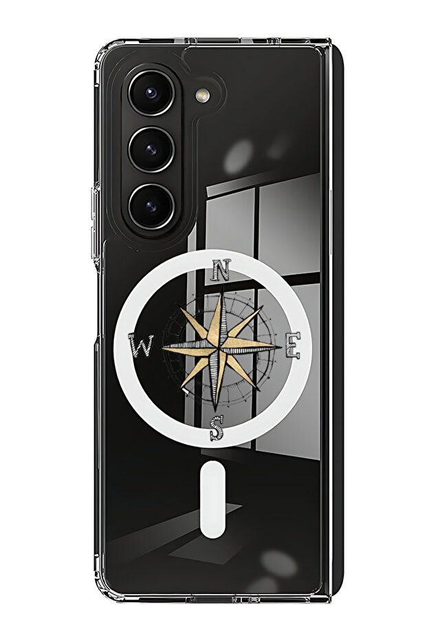 Case for Samsung Galaxy Z Fold 6 Compatible with MagSafe, Shockproof Phone Bumper Cover Compass