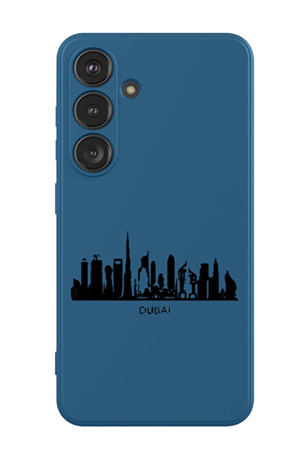 Protective Liquid Silicone Shockproof Case For Samsung Galaxy S24 Plus (Blue) - Dubai Skyline
