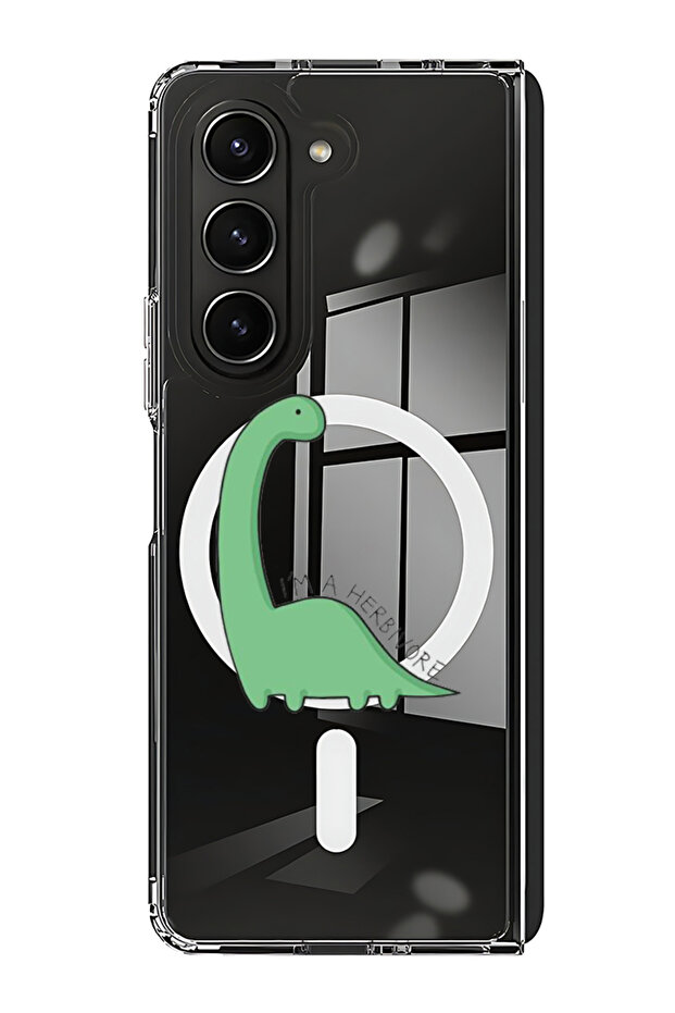 Case for Samsung Galaxy Z Fold 5 Compatible with MagSafe, Shockproof Phone Bumper Cover Dino