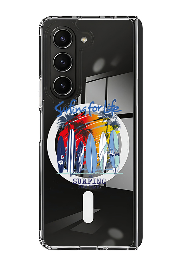 Case for Samsung Galaxy Z Fold 5 Compatible with MagSafe, Shockproof Bumper Case Surfing for life
