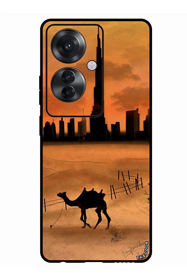 Protective Case Anti Scratch Shock Proof Bumper Cover For Oppo Reno 11F Sunset Camel Burj Khalifa