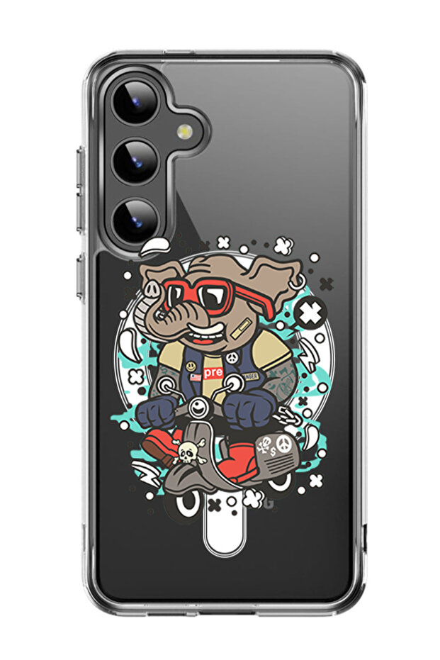 Case for Samsung Galaxy S24 Plus Compatible with MagSafe, Shockproof Cover Elephant on bike