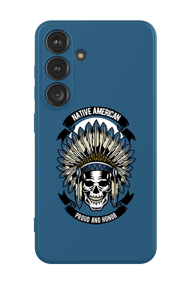 Protective Liquid Silicone Shockproof Case For Samsung Galaxy S24 Plus (Blue) - Native american