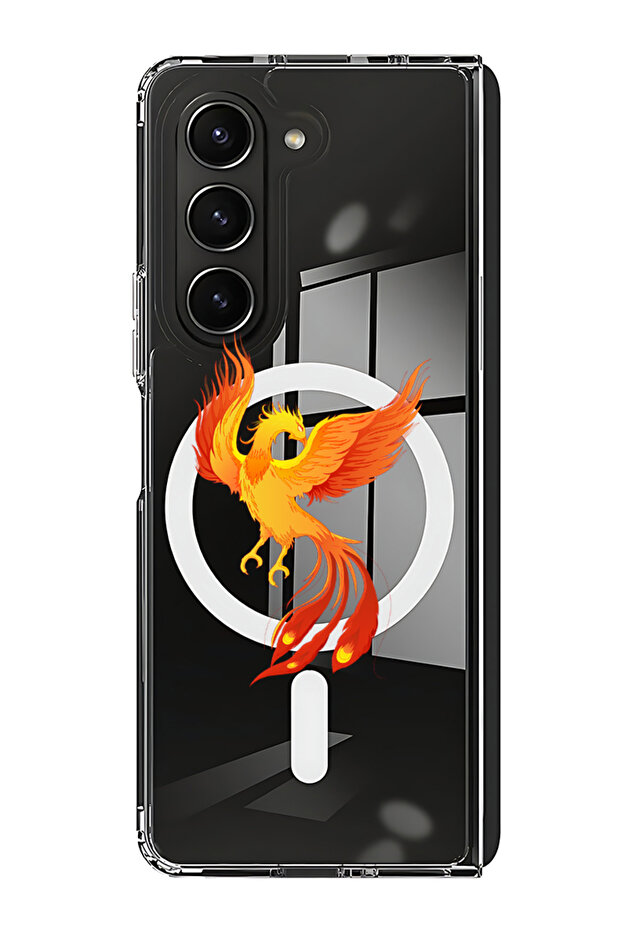Case for Samsung Galaxy Z Fold 5 Compatible with MagSafe, Shockproof Bumper Case Phoeniox bird