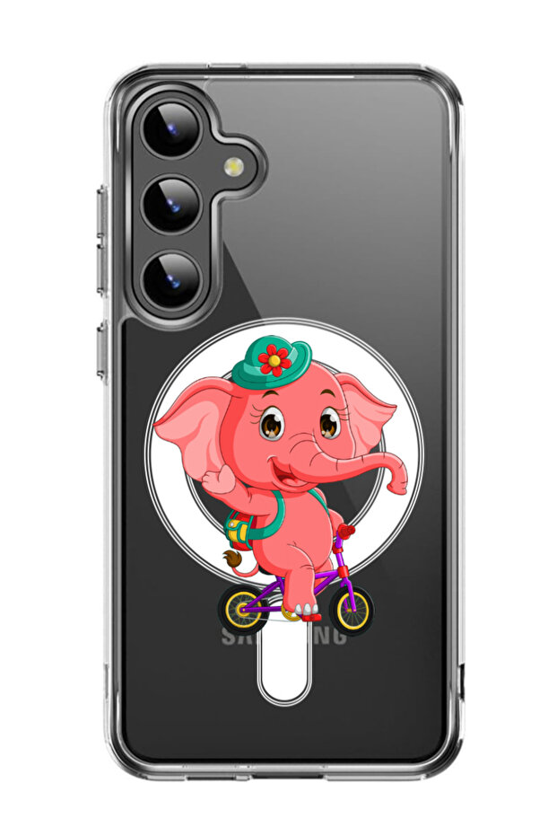 Case for Samsung Galaxy S24 Plus Compatible with MagSafe, Shockproof Bumper Cover pink elephant