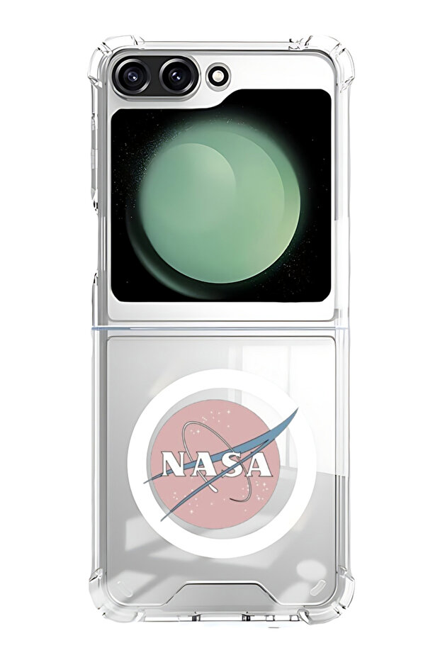 Case for Samsung Galaxy Z Flip 5 Compatible with MagSafe, Shockproof Phone Bumper Cover Nasa Pink