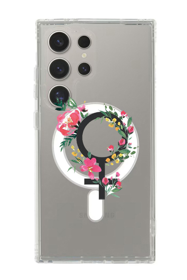 Case for Samsung Galaxy S24 Ultra Compatible with MagSafe, Shockproof Cover womens day floral