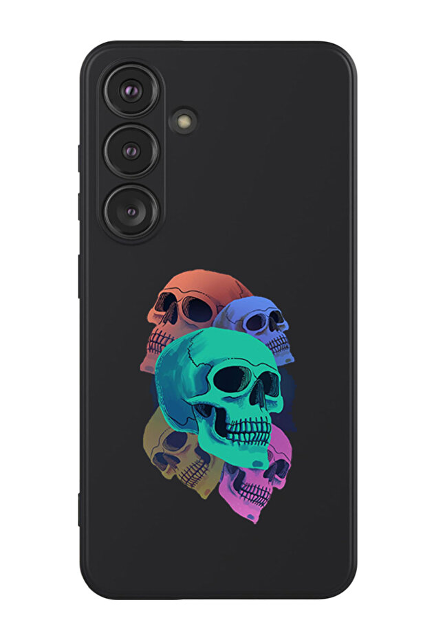 Protective Liquid Silicone Shockproof Case For Samsung Galaxy S24 Plus (Black) - Colourful Skull