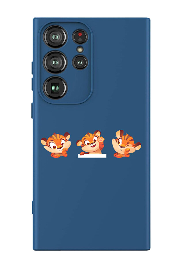 Protective Liquid Silicone Shockproof Case For Samsung Galaxy S24 Ultra (Blue) - Cute tiger