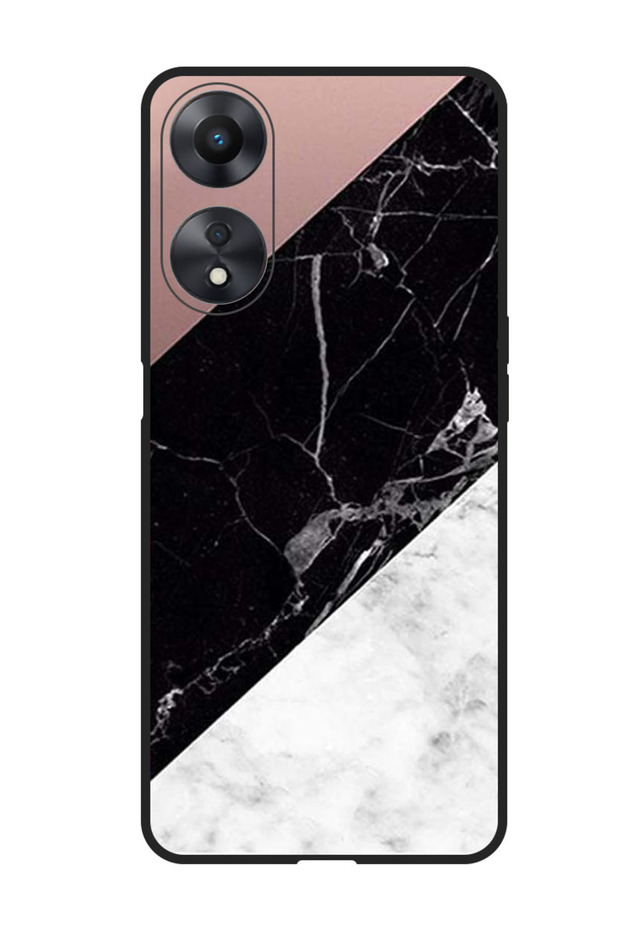 Protective Case For Oppo F23 5G Hite & Black Marble Top Is Plain