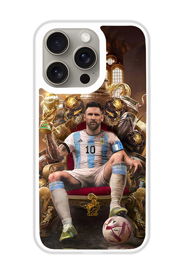 Protective Case Cover For APPLE IPHONE 15 Pro Max Messi 2 (White Bumper)