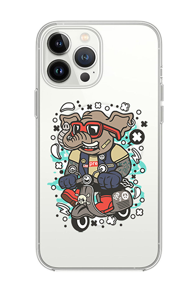 Case for iPhone 14 Pro 6.1-inch Compatible with MagSafe, Shockproof Bumper Case Elephant on bike