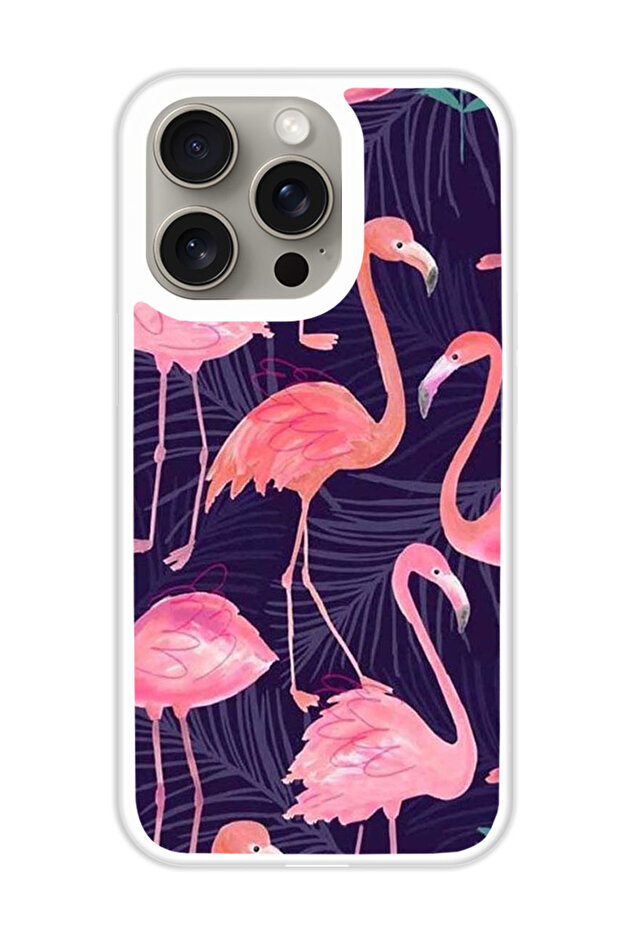 Protective Case Cover For APPLE IPHONE 15 Pro Flamingo (White Bumper)