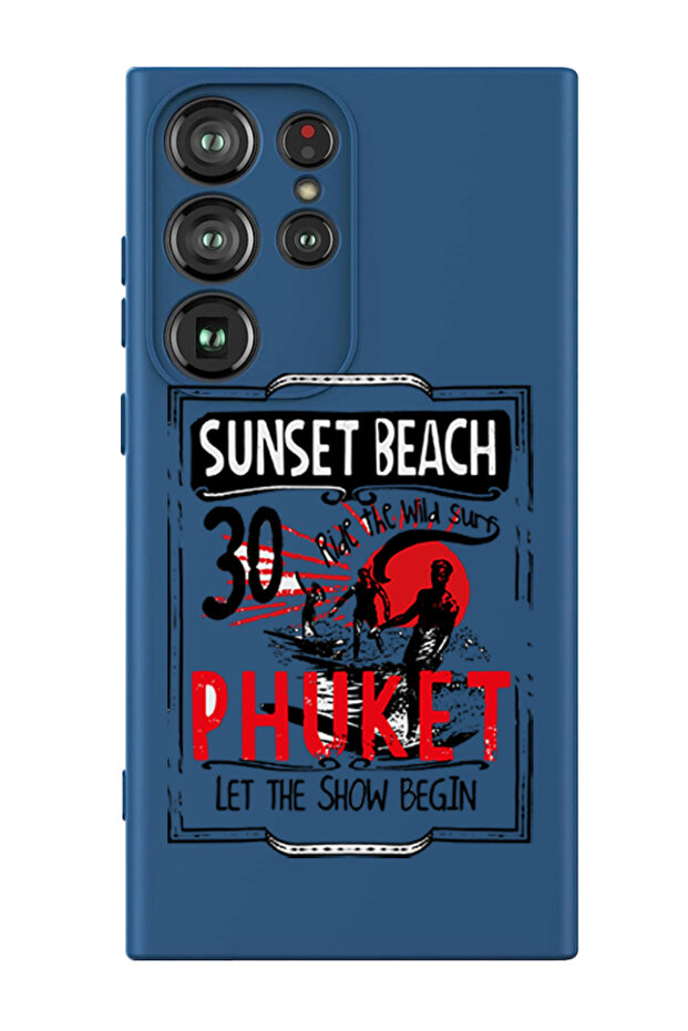 Protective Liquid Silicone Shockproof Case For Samsung Galaxy S24 Ultra (Blue) - Sunset Beach