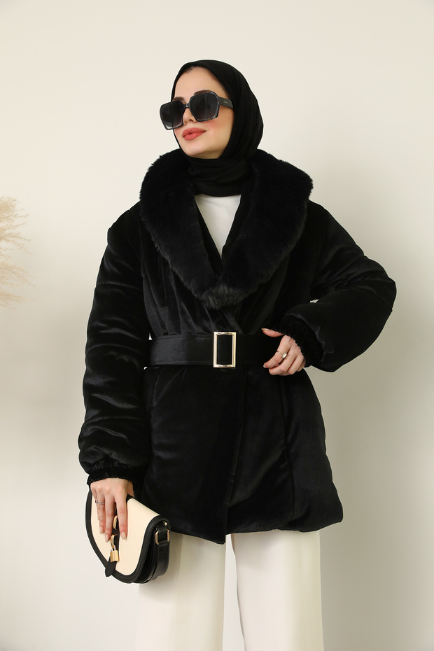 Kadife Detaylı Mont - 1