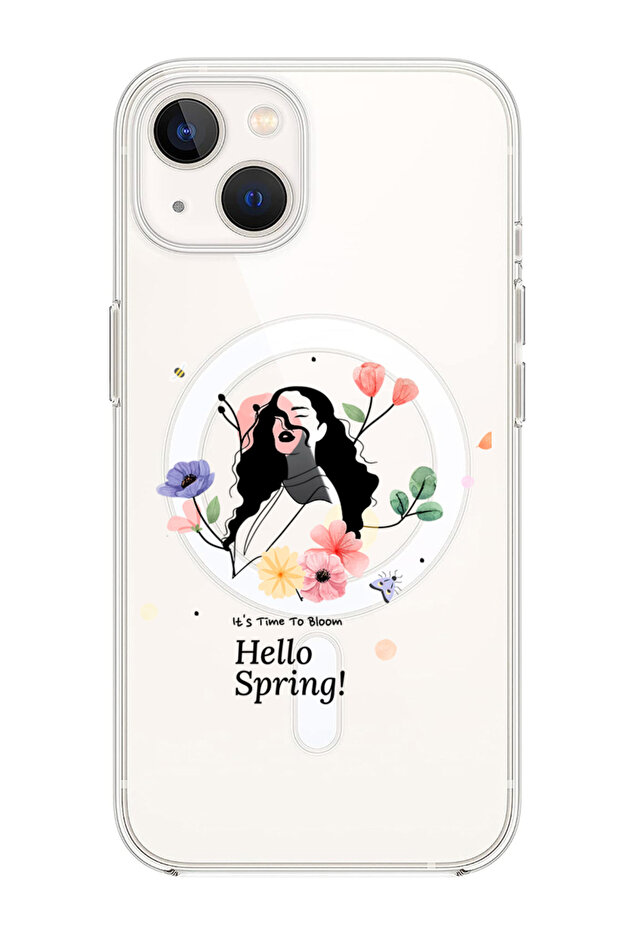 Case for iPhone 13 6.1-inch Compatible with MagSafe, Shockproof Phone Bumper Cover Hello Spring