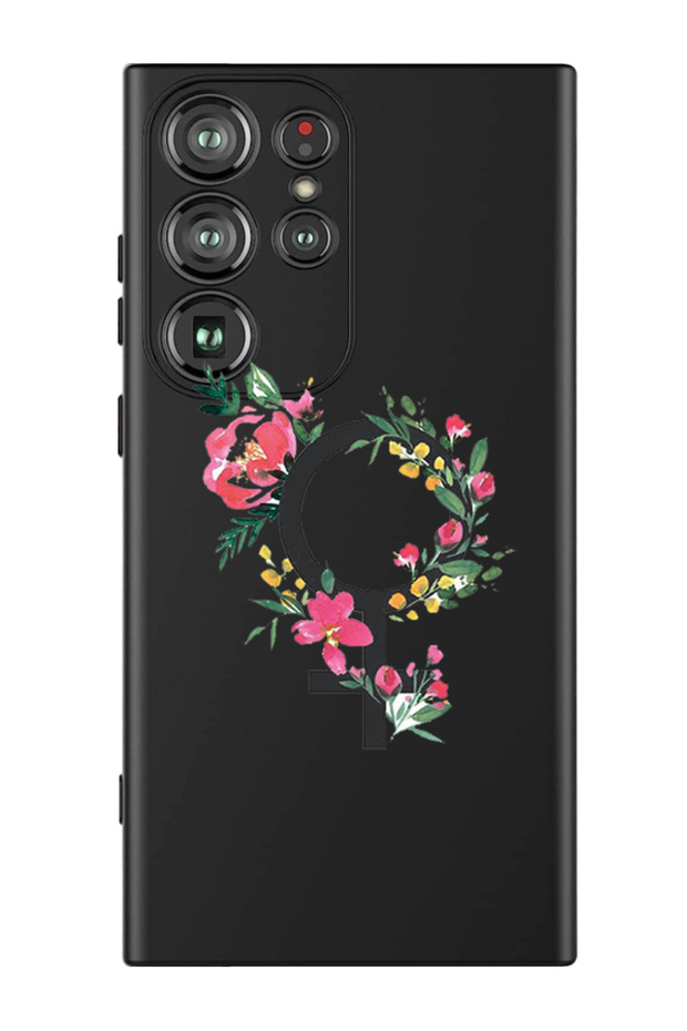 Protective Liquid Silicone Shockproof Case For Samsung Galaxy S24 Ultra (Black) - womens day floral