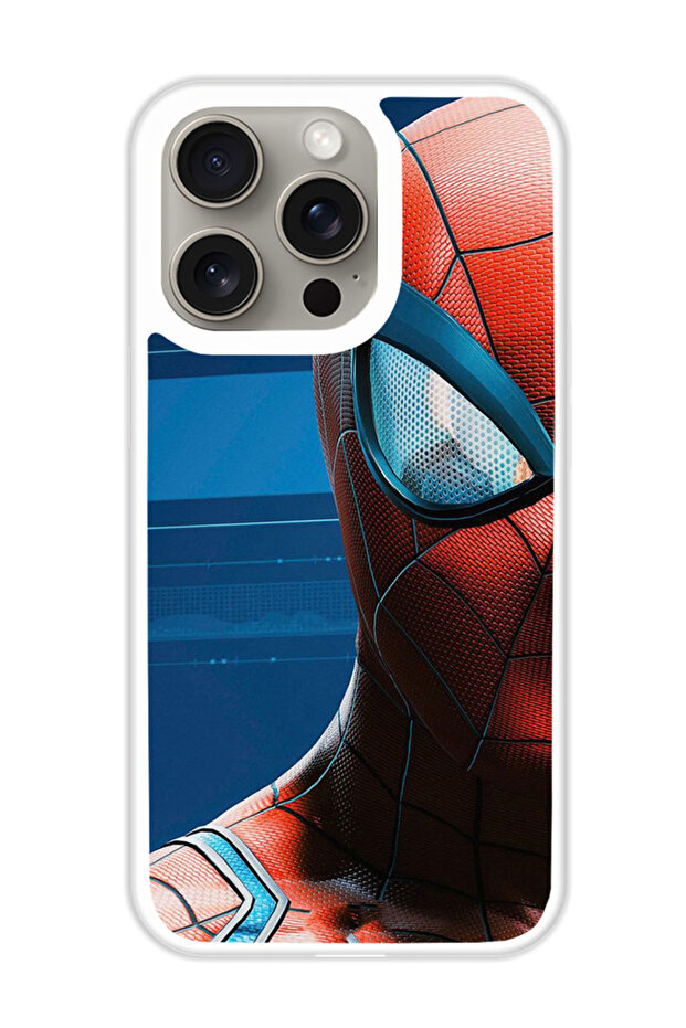 Protective Case Cover For APPLE IPHONE 15 Pro Spiderman half face (White Bumper)